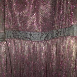 Floor length red and black shimmer gown